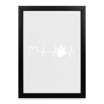 Halloween Ghost Halloween Heartbeat Heart Ghost - Framed poster (27 × 37 cm) - black - Front