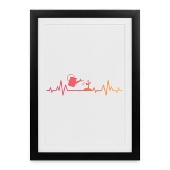 jardinière jardinier Sunset battement de coeur - Affiche encadrée (27 × 37 cm) - noir - Devant