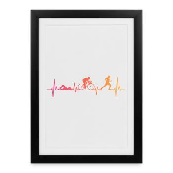 Triathlon Sunset Heartbeat Triathlete - Framed poster (27 × 37 cm) - black - Front