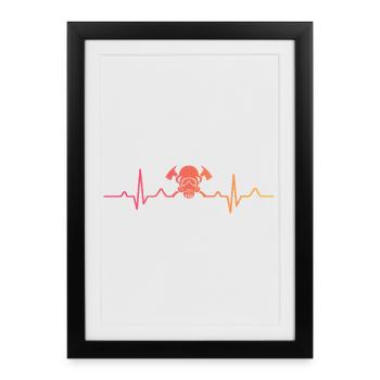 Firefighter Sunset Heartbeat Firefighter - Framed poster (27 × 37 cm) - black - Front
