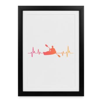 Canoeist Kayak Sunset Heartbeat Canoe - Framed poster (27 × 37 cm) - black - Front