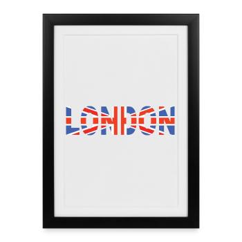 Londres couché avec drapeau - Affiche encadrée (27 × 37 cm) - noir - Devant