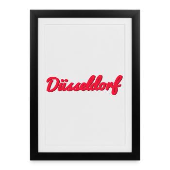 Düsseldorf Script Stadtlogo - Gerahmtes Poster (27 × 37 cm) - Schwarz - Vorne