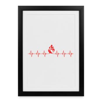 vendee coeur rythme cardiaque attachement - Affiche encadrée (27 × 37 cm) - noir - Devant