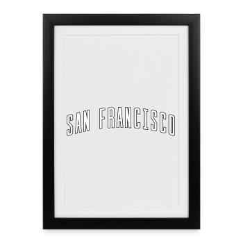 San Francisco Bogen-Schrift Design - Gerahmtes Poster (27 × 37 cm) - Schwarz - Vorne