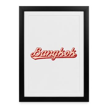 Bangkok Retro Lettering Red Vintage - Affiche encadrée (27 × 37 cm) - noir - Devant