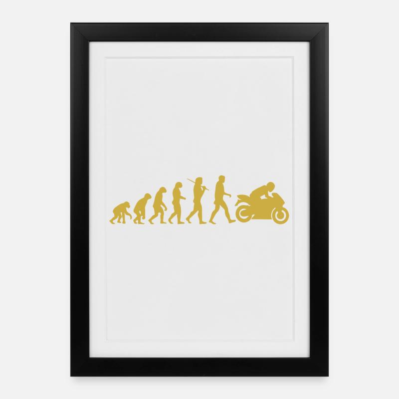 Motorrad-Evolution - Gerahmtes Poster (27 × 37 cm) - Schwarz