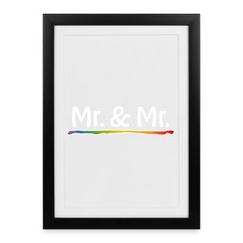 Mariage gay de M. et M. arc-en-ciel - Affiche encadrée (27 × 37 cm) - noir - Devant