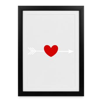 Saint-Valentin cœur rouge, st.valentin - Affiche encadrée (27 × 37 cm) - noir - Devant