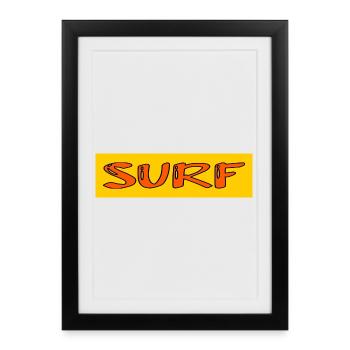 SURFING. FISH. BEACH. SEA. OCEAN. HUMOR. HOLIDAY - Framed poster (27 × 37 cm) - black - Front