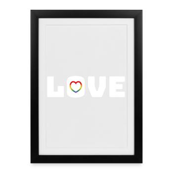 Love Heart Rainbow white - Framed poster (27 × 37 cm) - black - Front