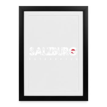 Salzburg, Österreich, Distressed Text - Gerahmtes Poster (27 × 37 cm) - Schwarz - Vorne