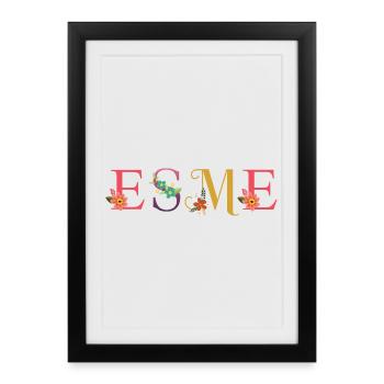 Nom ESME fleuri - Affiche encadrée (27 × 37 cm) - noir - Devant