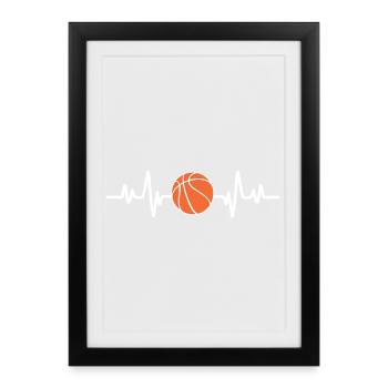 Basketball heartbeat - Framed poster (27 × 37 cm) - black - Front