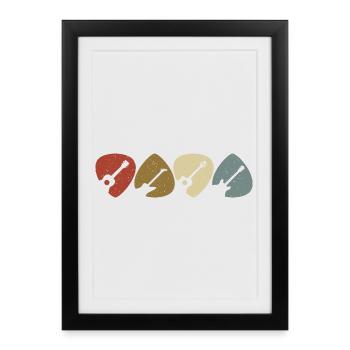 Retro Vintage Guitar Pick Player - Framed poster (27 × 37 cm) - black - Front