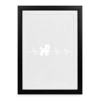 Battement de cœur d’un caniche - Affiche encadrée (27 × 37 cm) - noir - Devant
