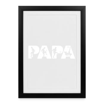 Fußball Papa Lustig Papa Fußball Vatertag Sport - Gerahmtes Poster (27 × 37 cm) - Schwarz - Vorne