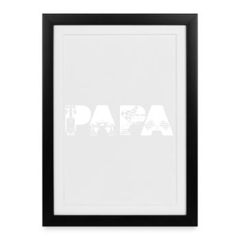 Formule de course Papa Race Car Dad Wheel Racing - Affiche encadrée (27 × 37 cm) - noir - Devant
