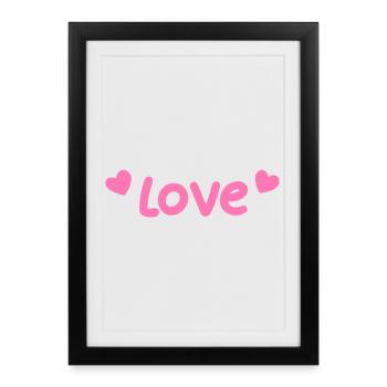 Love pastel et cœurs rose - Affiche encadrée (27 × 37 cm) - noir - Devant