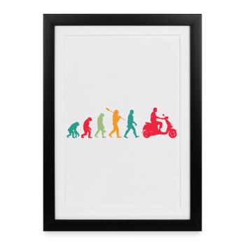 Evolution of mobility: From walking to scooter - Framed poster (27 × 37 cm) - black - Front
