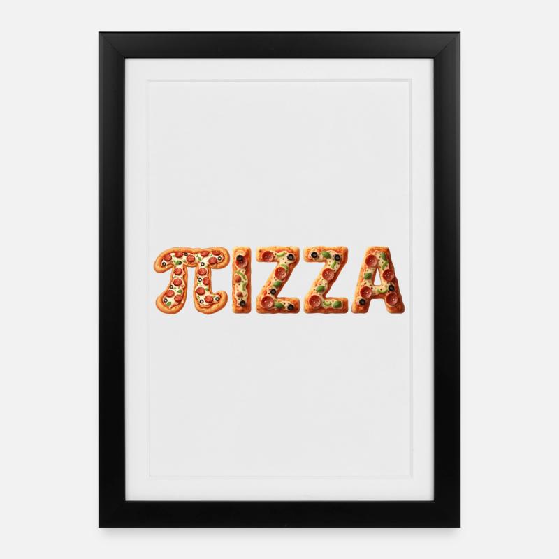 PIZZA Lettres en Croûte Colorée - Affiche encadrée (27 × 37 cm) - noir