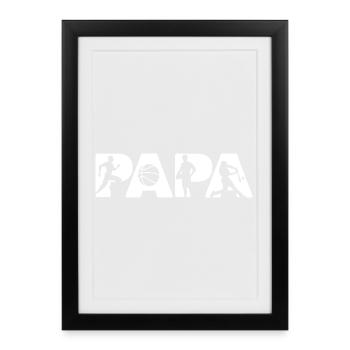 Papa Athlete Sports Silhouette Design Audacieux - Affiche encadrée (27 × 37 cm) - noir - Devant