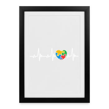 Autism Awareness Heartbeat - Framed poster (27 × 37 cm) - black - Front