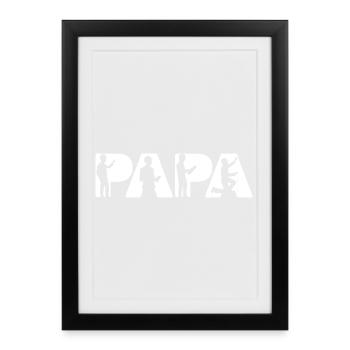 Papa Engineer Construction Silhouettes - Framed poster (27 × 37 cm) - black - Front