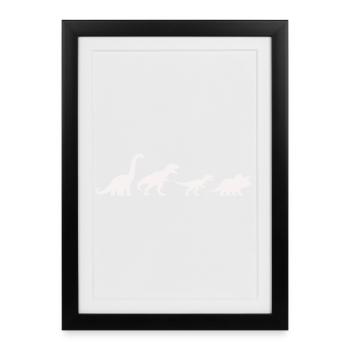 Dino silhouettes in retro style - Framed poster (27 × 37 cm) - black - Front