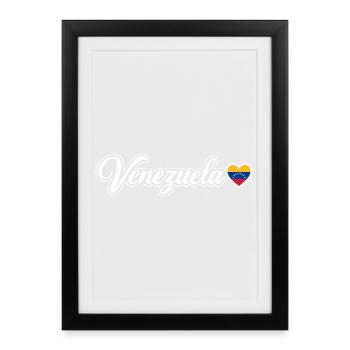 Scénario du Venezuela avec drapeau cœur amoureux - Affiche encadrée (27 × 37 cm) - noir - Devant