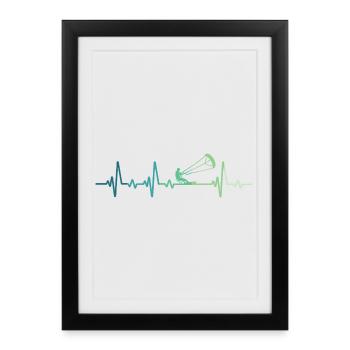Kitesurfing Heartbeat Kiteboard Surf - Framed poster (27 × 37 cm) - black - Front