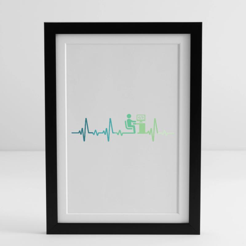 Heartbeat Programmer Developer Framed poster (27 × 37 cm)