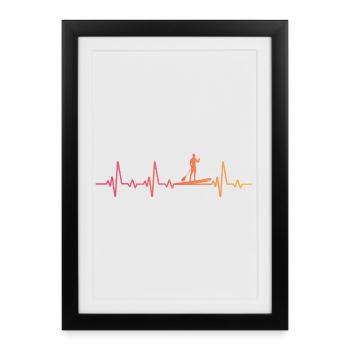 Sunset Heartbeat Stand Up Paddle - Framed poster (27 × 37 cm) - black - Front