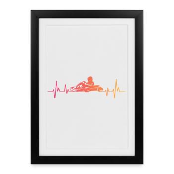 kart sunset battement de coeur de course de kart - Affiche encadrée (27 × 37 cm) - noir - Devant