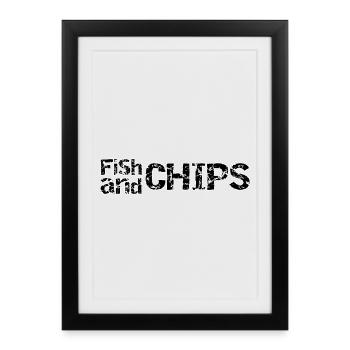 Fish and Chips Retro Ragged - Framed poster (27 × 37 cm) - black - Front