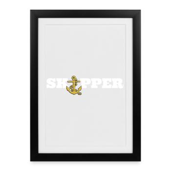 Skipper, Sailor, Seemann mit Anker - Affiche encadrée (27 × 37 cm) - noir - Devant