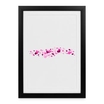 Pink Hearts Love Connection - Framed poster (27 × 37 cm) - black - Front