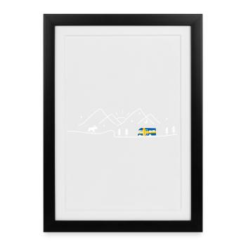Schweden Camping Wohnmobil Sverige Design - Gerahmtes Poster (27 × 37 cm) - Schwarz - Vorne
