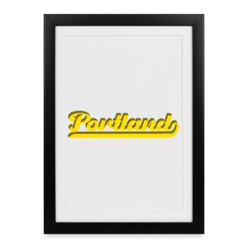 Portland Retro Script - Framed poster (27 × 37 cm) - black - Front