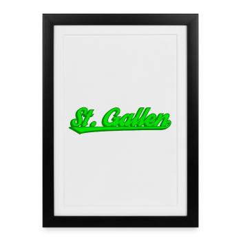 Lettrage néon de StGallen - Affiche encadrée (27 × 37 cm) - noir - Devant