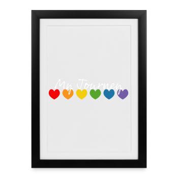 Rainbow heart my journey white - Framed poster (27 × 37 cm) - black - Front