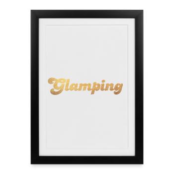 Glamping Gold Camping Camper Luxury Holidays Deluxe - Framed poster (27 × 37 cm) - black - Front
