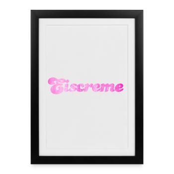 Eiscreme pink Erdbeereis Eis Fan Sommerzeit Urlaub - Gerahmtes Poster (27 × 37 cm) - Schwarz - Vorne