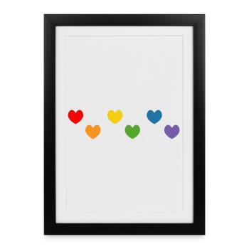 Tshirt coeur arc-en-ciel Mix LGBTQ - Affiche encadrée (27 × 37 cm) - noir - Devant