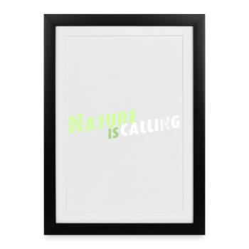 La nature appelle le lettrage - Affiche encadrée (27 × 37 cm) - noir - Devant