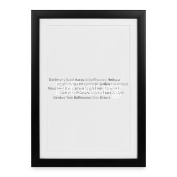 Schweizer Städte Fribourg - Gerahmtes Poster (27 × 37 cm) - Schwarz - Vorne