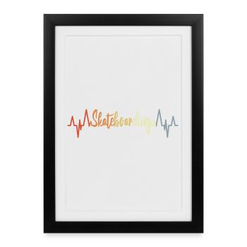 Battement de cœur du skateboard - Affiche encadrée (27 × 37 cm) - noir - Devant
