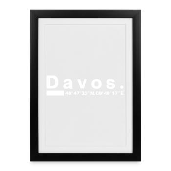 Davos Coordinates Graubünden Graubünden Graubünden - Framed poster (27 × 37 cm) - black - Front