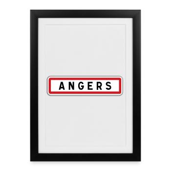 Panneau d'entrée de ville de Angers Maine-et-Loire - Affiche encadrée (27 × 37 cm) - noir - Devant