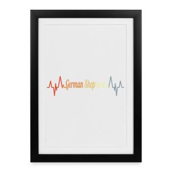 German Shepherd Pulse Beat - Framed poster (27 × 37 cm) - black - Front